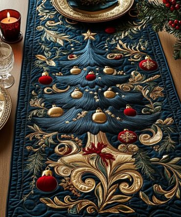 Holly Jolly Pine Quilted Table Runner