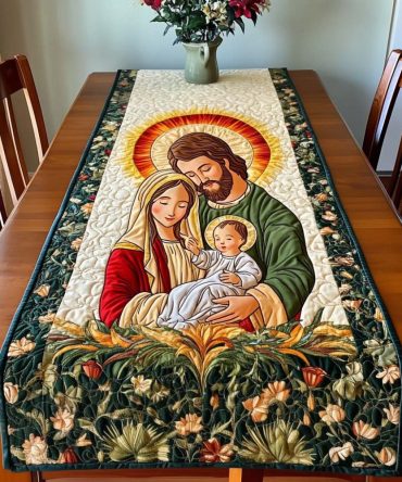 Holy Family Light Quilted Table Runner