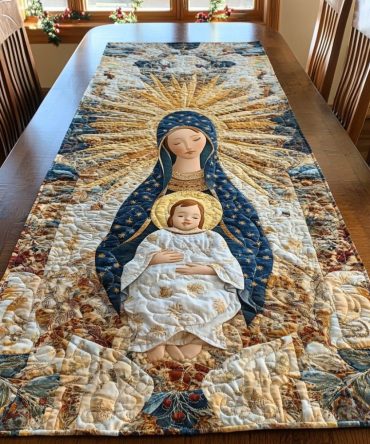 Holy Mother Serenity Quilted Table Runner