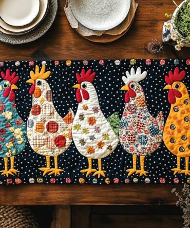 Homestead Hens Quilted Table Runner