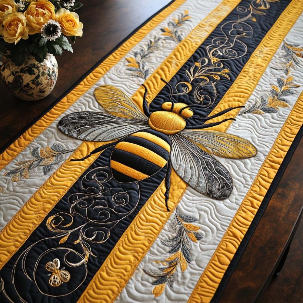 Honey Bloom Quilted Table Runner