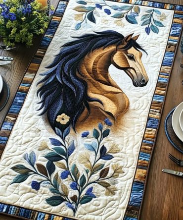 Hoofprints Dust Quilted Table Runner
