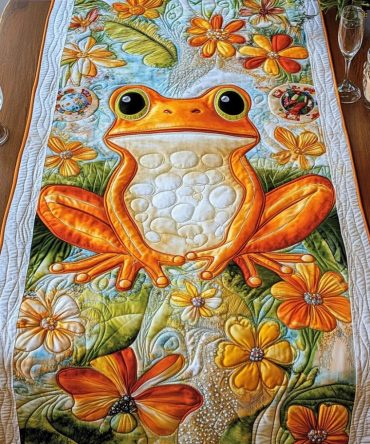 Hoppy Frog Quilted Table Runner