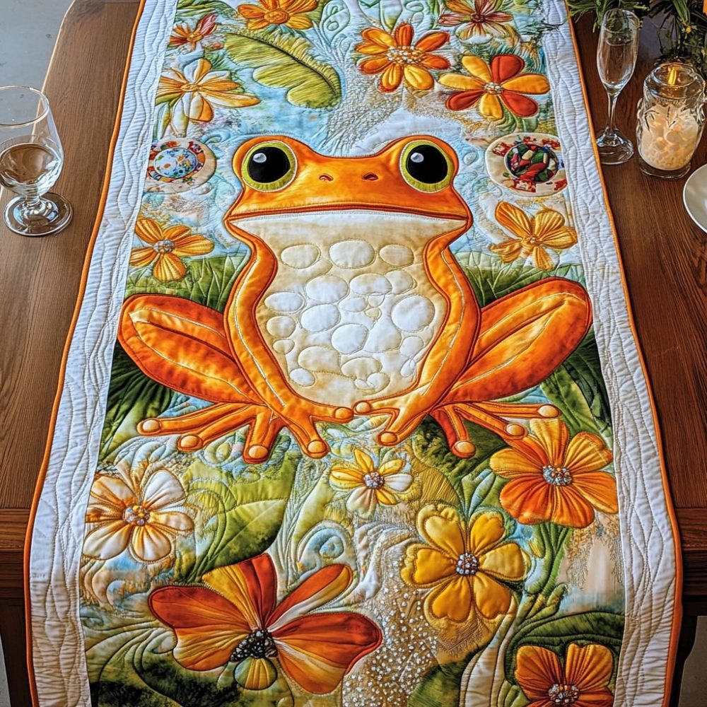 Hoppy Frog Quilted Table Runner