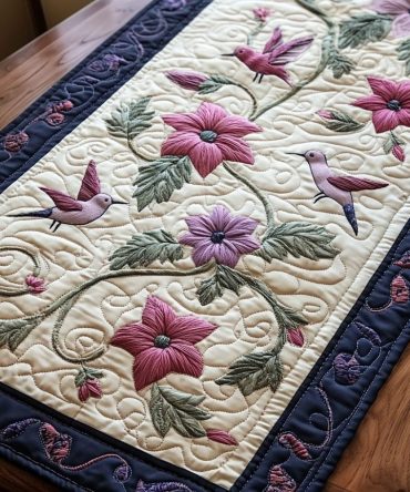 Hummingbird Ballet Quilted Table Runner