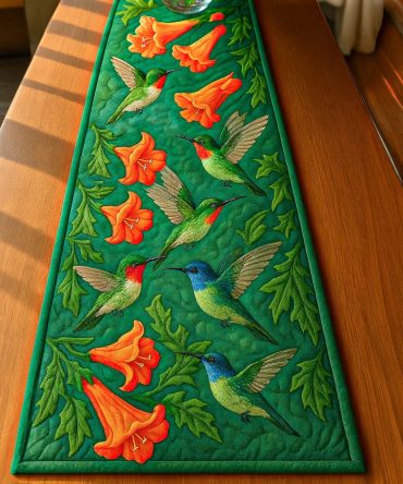 Hummingbird Flight Quilted Table Runner