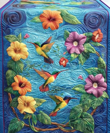 Hummingbird Glow Quilted Table Runner