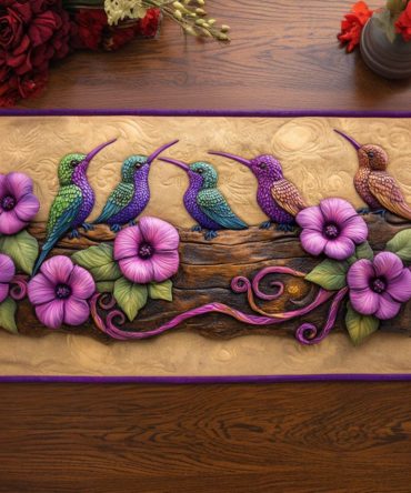 Hummingbird Harmony Quilted Table Runner
