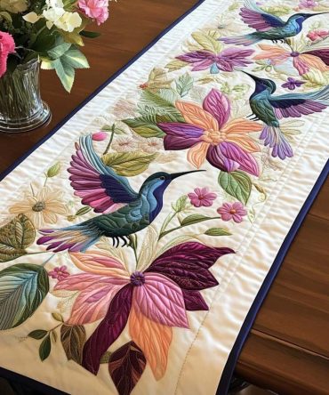 Hummingbird Haven Quilted Table Runner