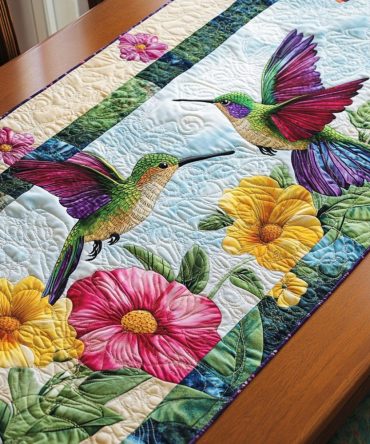 Hummingbird Magic Quilted Table Runner