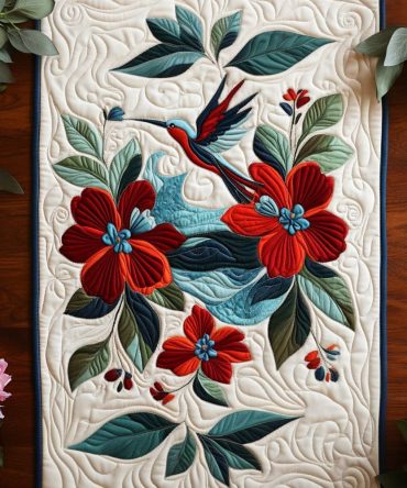 Hummingbird Magic Quilted Table Runner