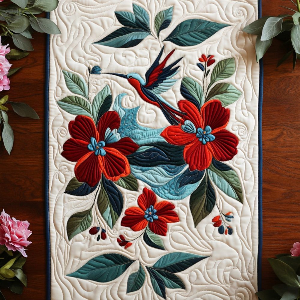 Hummingbird Magic Quilted Table Runner