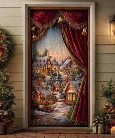 Ice Garden Town Quilted Door Cover