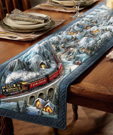 Icy Forest Dream Quilted Table Runner