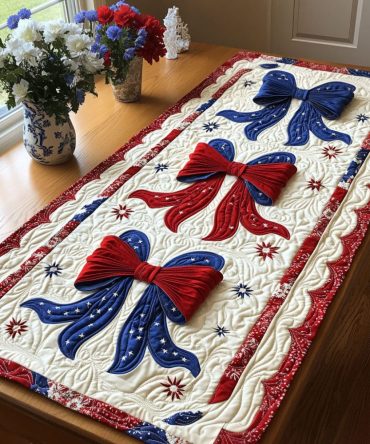 Independence Bows Quilted Table Runner