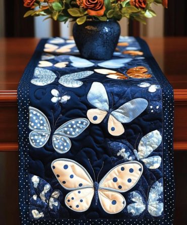 Indigo Flight Quilted Table Runner