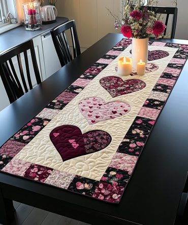 Infinite Hearts Quilted Table Runner