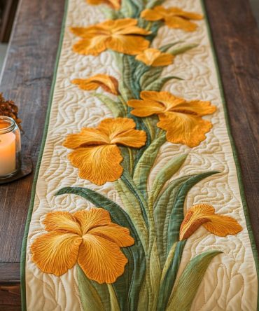 Iris Bloom Quilted Table Runner