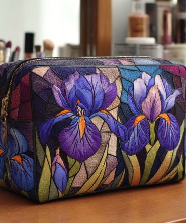Iris Charm Quilted Makeup Bag