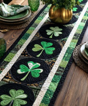 Irish Clover Quilted Table Runner