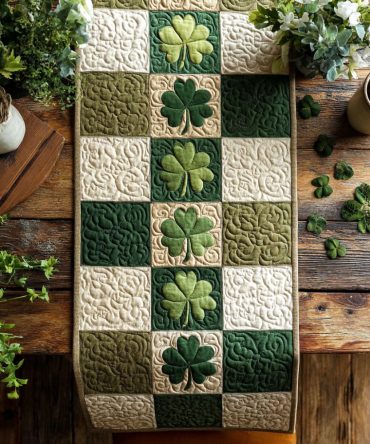 Irish Patch Shamrock Quilted Table Runner