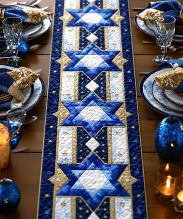 Israel Star Quilted Table Runner