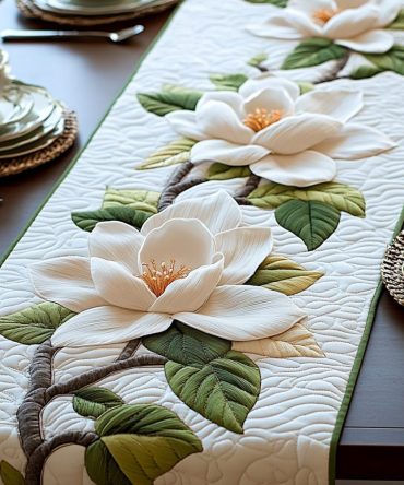 Ivory Elegance Quilted Table Runner