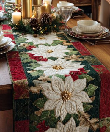 Ivory Elegance Quilted Table Runner