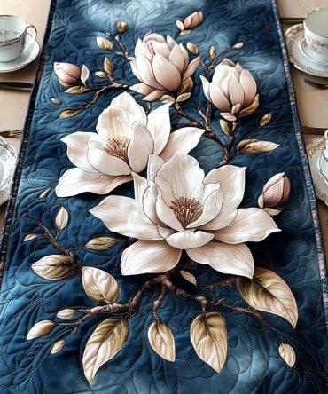 Ivory Petal Dream Quilted Table Runner