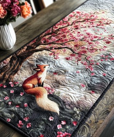 Japanese Fox Spirit Quilted Table Runner