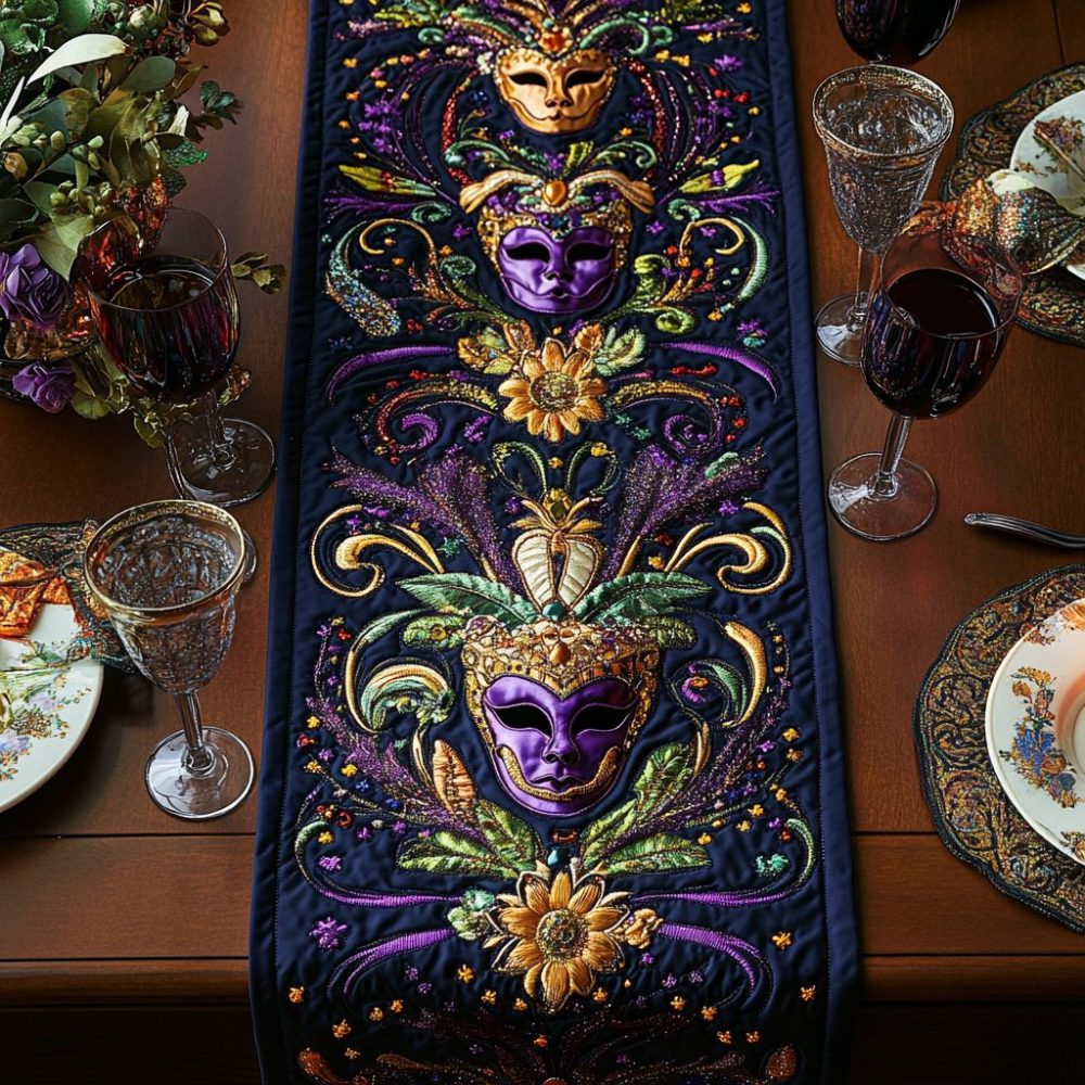 Jewel Glow Quilted Table Runner