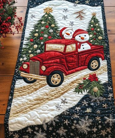 Jingle Paws And Sleigh Rides Quilted Table Runner