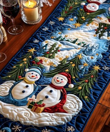 Jingle Snow Quilted Table Runner