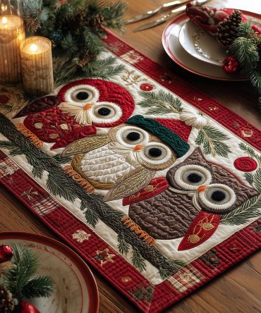 Jolly Owl Quilted Table Runner