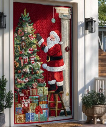 Jolly Saint Nick Quilted Door Cover