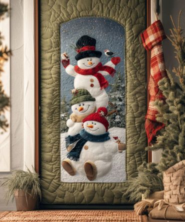 Jolly Snow Stack Quilted Door Cover