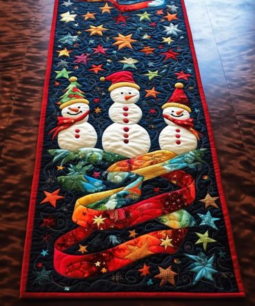 Jolly Snowmen Quilted Table Runner