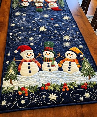 Jolly Snowmen Quilted Table Runner