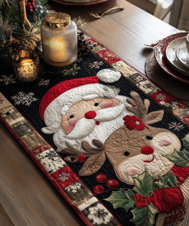 Joyful Christmas Pair Quilted Table Runner