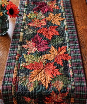 Joyful Maple Stroll Quilted Table Runner