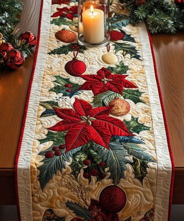 Joyful Ornaments Quilted Table Runner