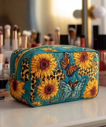 Joyful Petals Quilted Makeup Bag