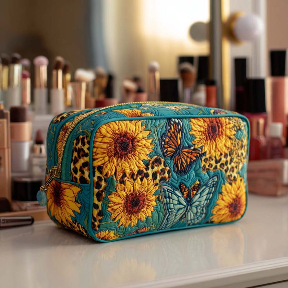 Joyful Petals Quilted Makeup Bag