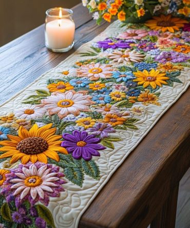 Joyful Petals Quilted Table Runner