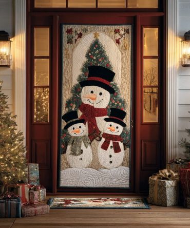 Joyful Snowman Quilted Door Cover