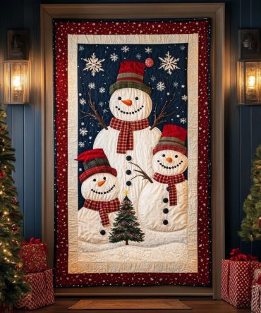 Joyful Snowman Quilted Door Cover