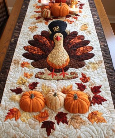 Joyful Turkey Quilted Table Runner