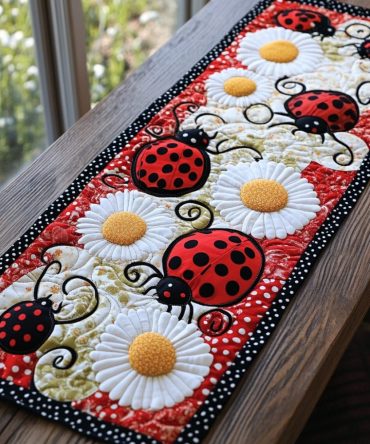 Ladybug Garden Quilted Table Runner