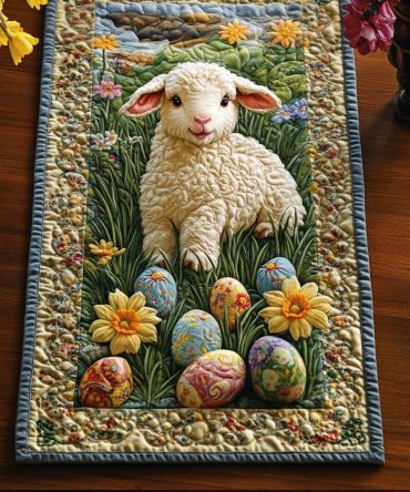 Lamb Of Easter Quilted Table Runner