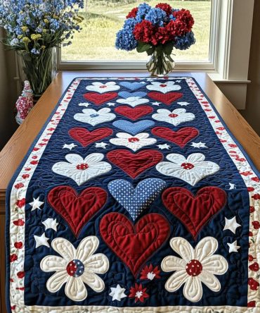 Land Of The Free Love Quilted Table Runner